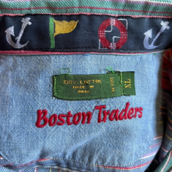 Boston Traders Colorful Striped Short Sleeve Button Down Shirt Size XL Nautical - Picture 3 of 7